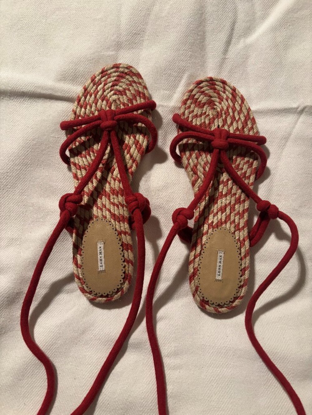 Leon Max Strappy Rope Knot Open Toe Flat Sandals